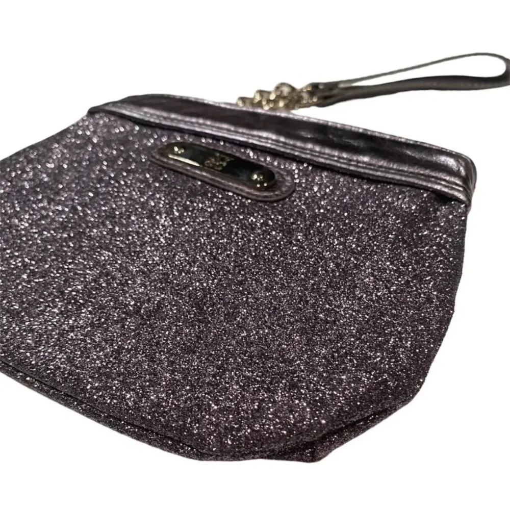 NY & C New York & Company Small Purple Gray Glitter Iridescent Wristlet Clutch